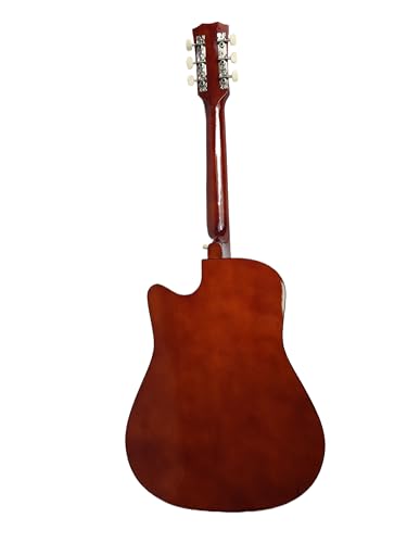 Brown acoustic guitar inside gig bag