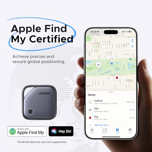 Four white UGREEN tracking tags