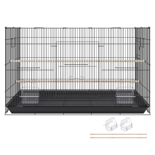 Black metal bird cage full profile