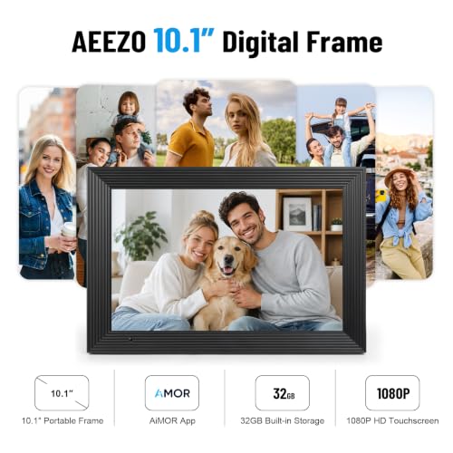 AEEZO digital photo frame displaying family portraits