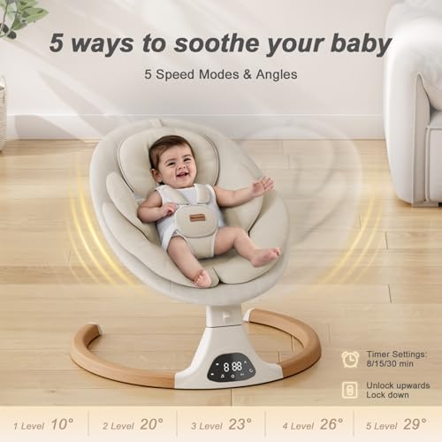 Monamii baby swing with adjustable toy bar