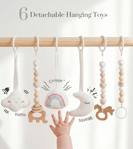 Mallify Wooden Baby Gym natural pine wood finish