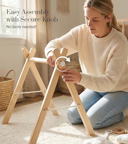 Mallify Wooden Baby Gym with hanging sensory rings