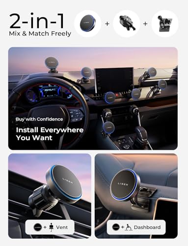 Magnetic charging head on dashboard mount
