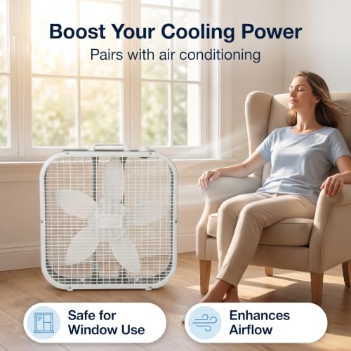 TrioBliss box fan top-mounted controls