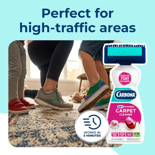 Applying Carbona cleaner to a carpet stain