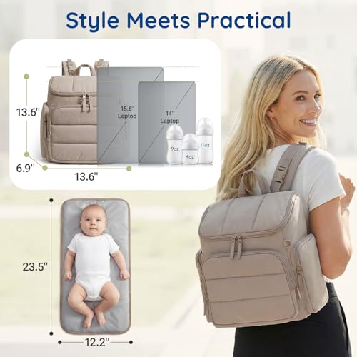 Diaper bag with waterproof changing pad