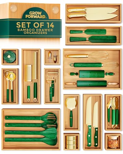 Grow Forward 14-piece bamboo drawer organizers