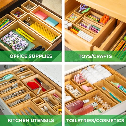 Bamboo storage trays in assorted sizes
