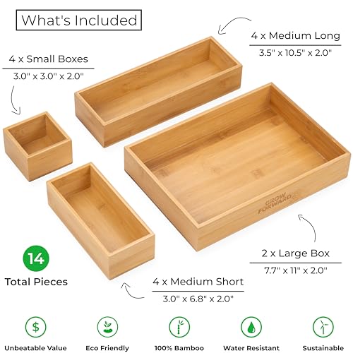 Natural wood drawer divider boxes
