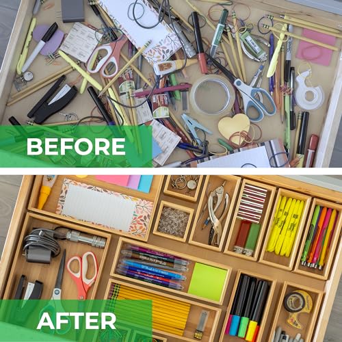 Eco-friendly bamboo organizer set top view