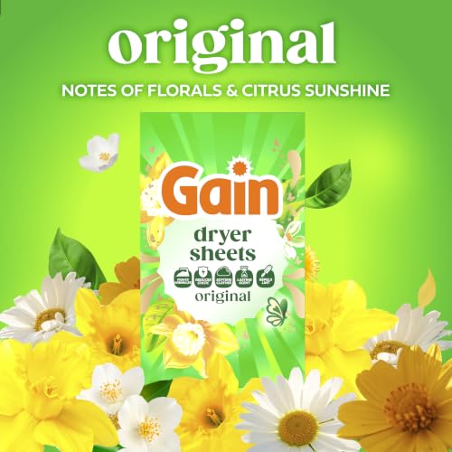Gain 5-in-1 dryer sheet benefits label