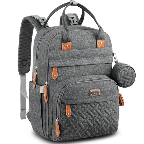 BabbleRoo Diaper Bag Backpack Dark Gray front view
