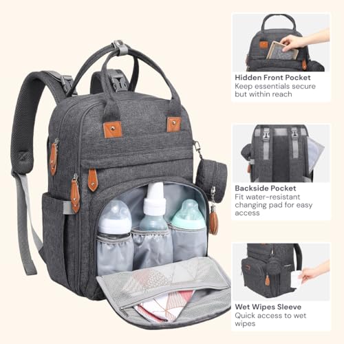 BabbleRoo diaper bag showing insulated bottle pockets