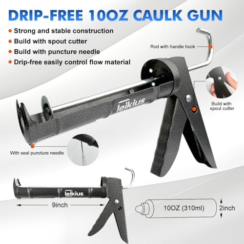 Leikius caulk gun no-drip trigger mechanism