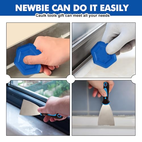 Leikius caulk gun with grout scraper and putty knife