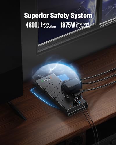 LeZone power strip with 10ft extension cord