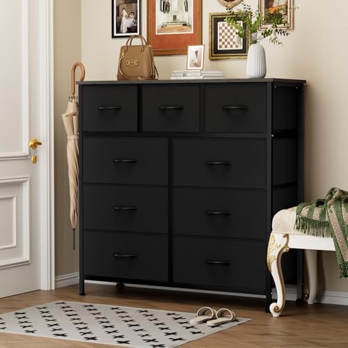 OLIXIS 9 Drawer Black Dresser side profile