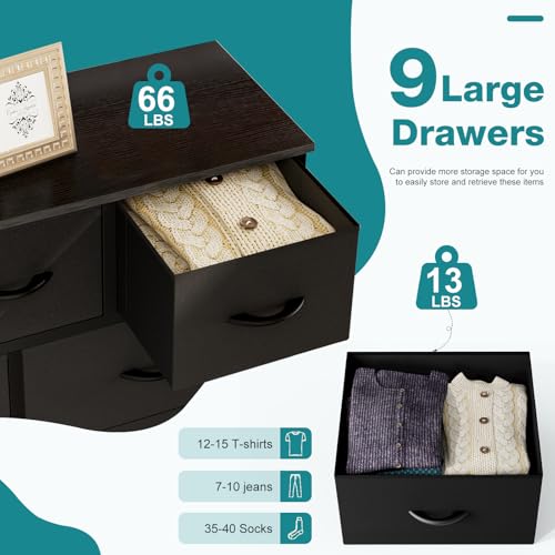 OLIXIS 9 Drawer Black Dresser steel frame detail