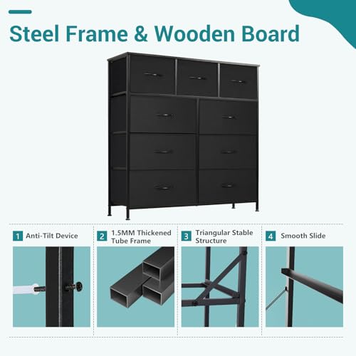 OLIXIS 9 Drawer Black Dresser anti-tip kit