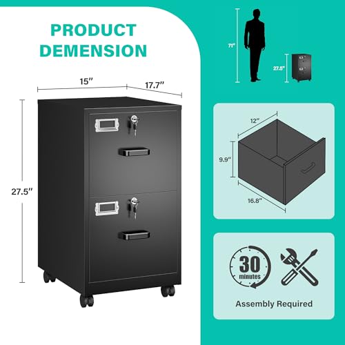 SISESOL Rolling File Cabinet with Casters