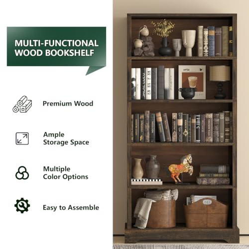 TVU 65.2 inch tall bookcase in a living room setting