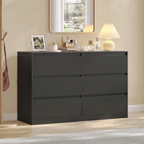VASAGLE 6-drawer dresser in ebony black