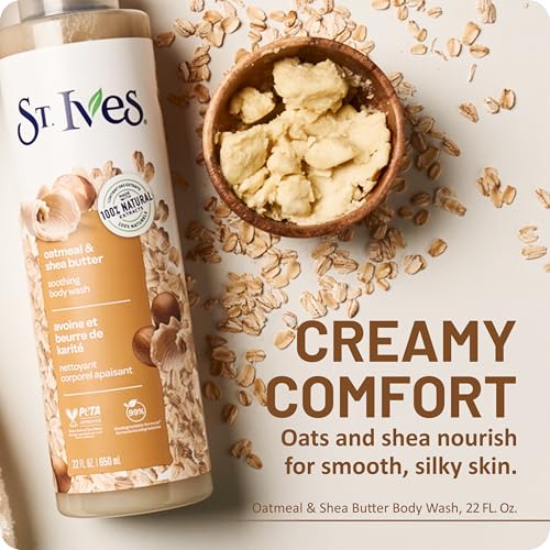 Close up of St. Ives Oatmeal & Shea Butter Body Wash label