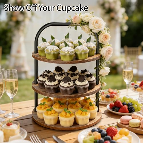 Assembled 3 tier cupcake tower for parties