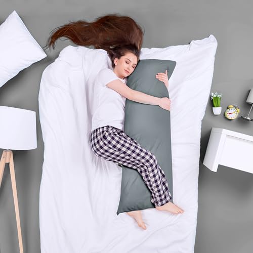 Side profile showing the loft of the Utopia Bedding grey pillow
