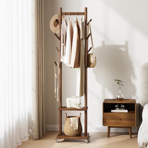 Yoobure solid wood coat rack full view