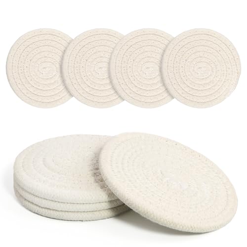 Krastmon white woven cotton coasters set
