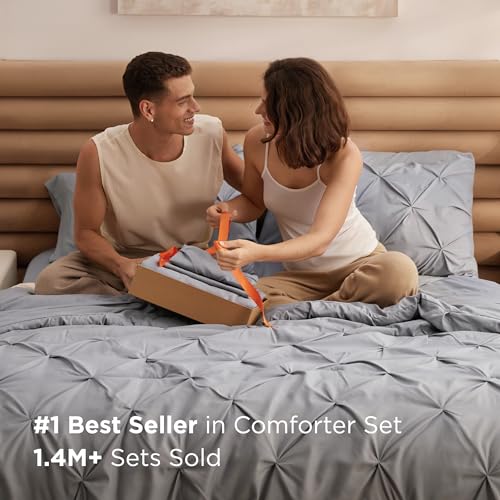 Bedsure Grey comforter on bed