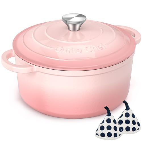 Umite Chef 5QT Enameled Cast Iron Dutch Oven Pink exterior
