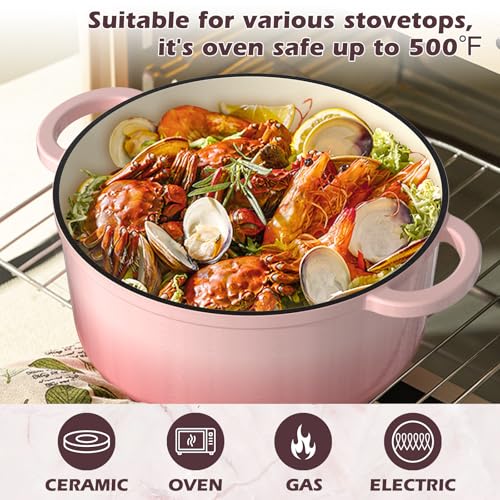 Umite Chef pink Dutch oven side profile