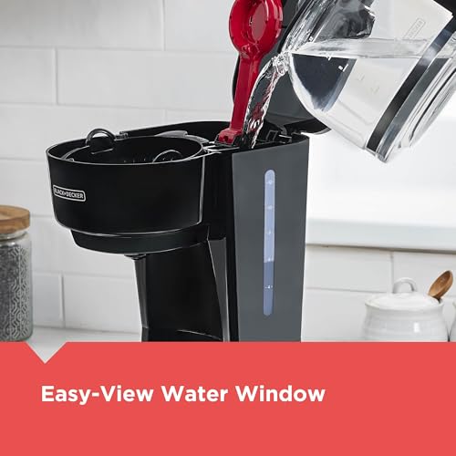 Black coffee maker set up on kitchen counter