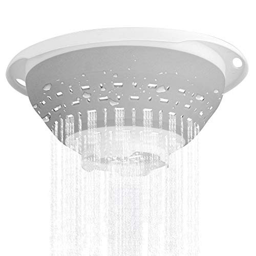 Light grey collapsible colander side profile
