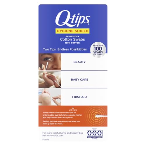 Q-tips Cotton Swabs packaging side view