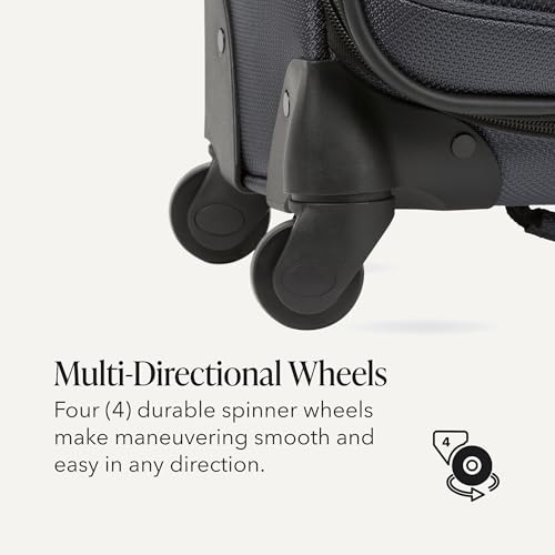 SwissGear Sion Softside Expandable Spinner Luggage Dark Grey Checked-Medium zipper detail