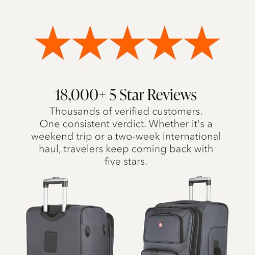 SwissGear Sion Softside Expandable Spinner Luggage Dark Grey Checked-Medium fully packed