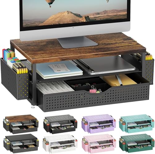 gianotter Wood Monitor Stand Organizer