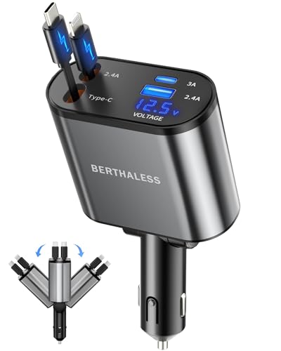 BERTHALESS 4 in 1 Retractable Car Charger C1 front view