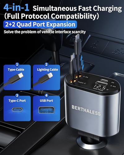 BERTHALESS C1 car charger in a vehicle console setting