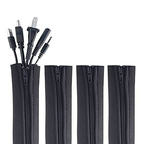Wrap-It Storage 24-inch Zipper Cable Sleeve 4-Pack Black