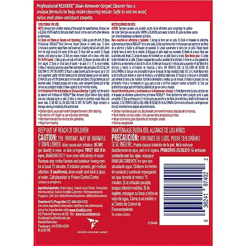 Resolve cleaning solution back instructions