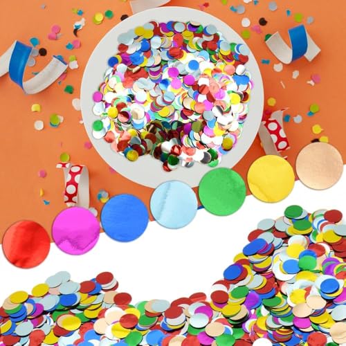 Close up of round metallic confetti dots