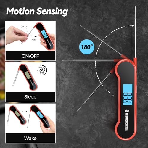 Digital meat thermometer LCD screen auto-flip view