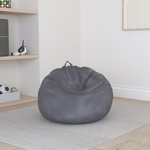 Dark gray corduroy bean bag