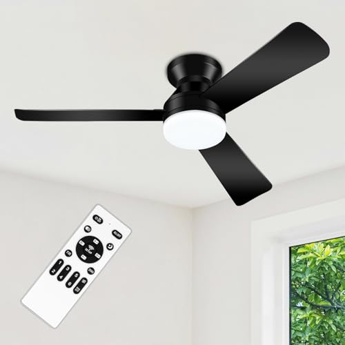 ZOUQILAI 42-inch black low profile ceiling fan