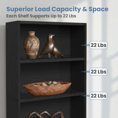 Open frame structure of tall bookshelf